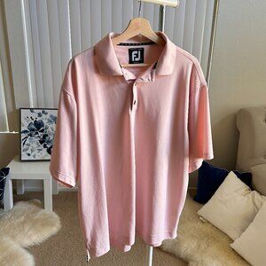 Footjoy Mens Large L Golf Polo Shirt Pink Short Sleeve Collared Logo Casual FJ